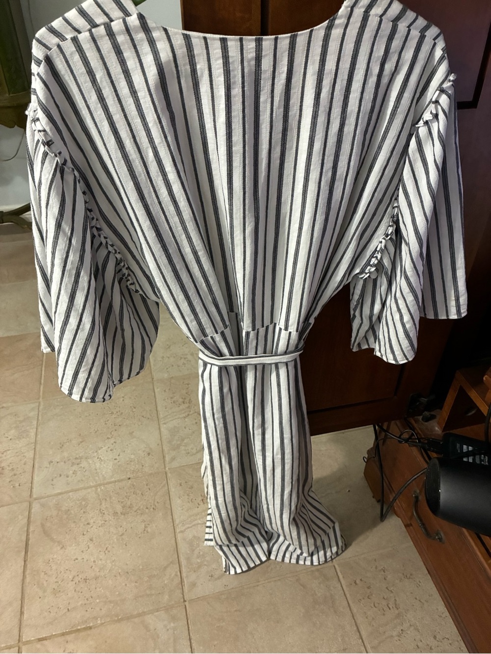 BCBGMaxAzria White Dress with Navy Trim